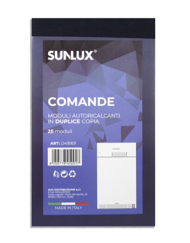 Blocco comande Sunlux 25 moduli in duplice copia 1 blocco