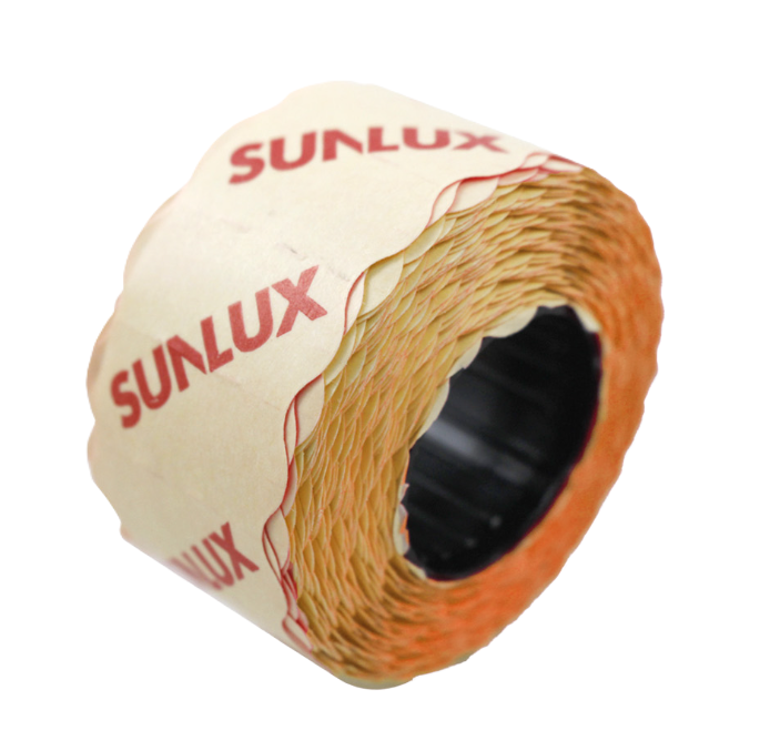 Rotolo etichette prezzo arancio fluo Sunlux 1000x10 rotoli