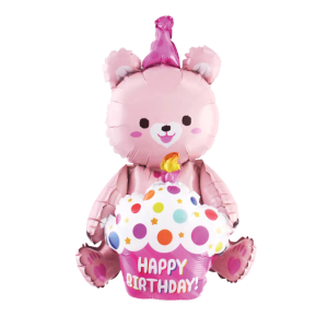 Palloncino orso 3d rosa misura xl 97x77,5 cm