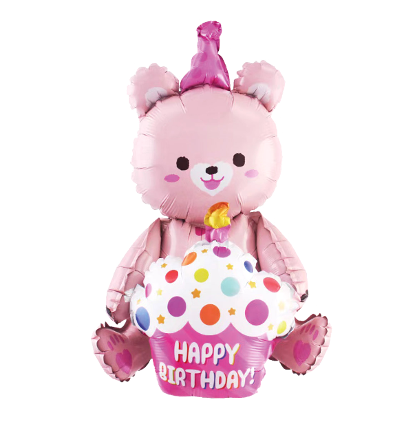 Palloncino Orso 3D rosa misura XL 97x77,5 cm