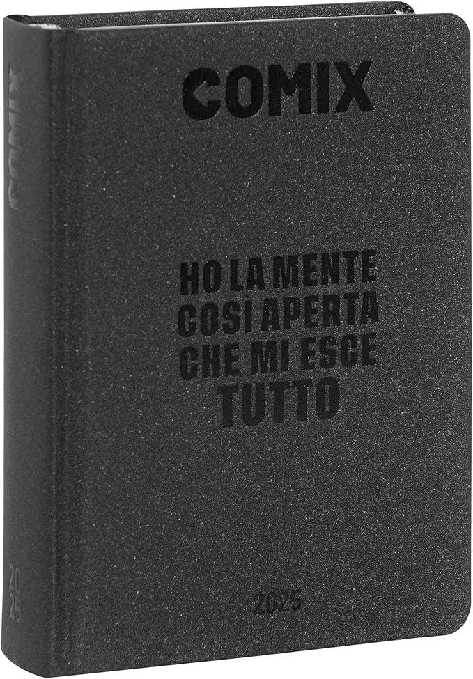 Diario mini scuola Comix 2025 copertina rigida Nero carbone 11x15cm