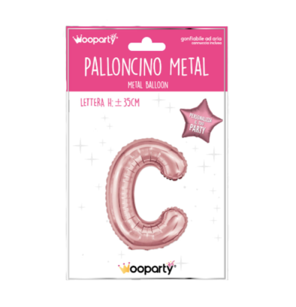 Palloncino lettera C Oro Rosa metal 35cm