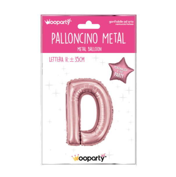 Palloncino lettera D Oro Rosa metal 35cm