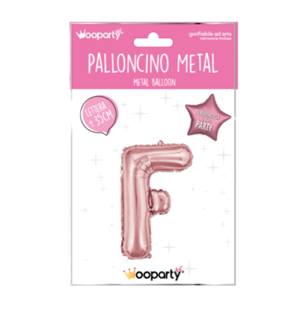 Palloncino lettera F Oro Rosa metal 35cm