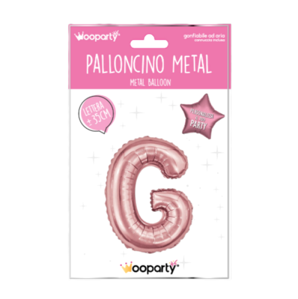 Palloncino lettera G Oro Rosa metal 35cm