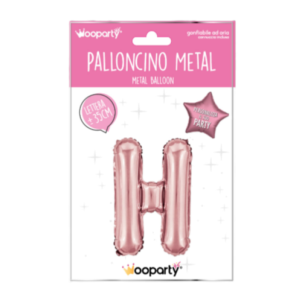 Palloncino lettera H Oro Rosa metal 35cm