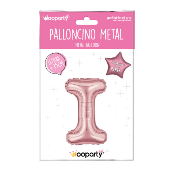 Palloncino lettera I Oro Rosa metal 35cm