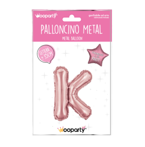 Palloncino lettera K Oro Rosa metal 35cm