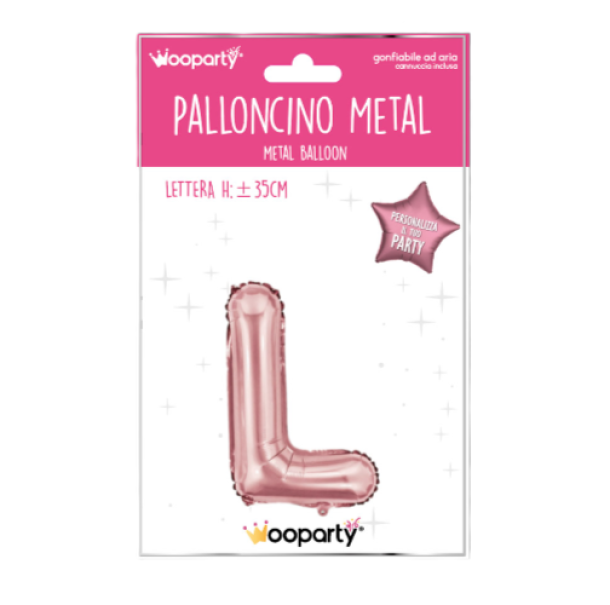 Palloncino lettera L Oro Rosa metal 35cm