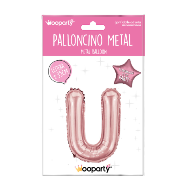 Palloncino lettera U Oro Rosa metal 35cm