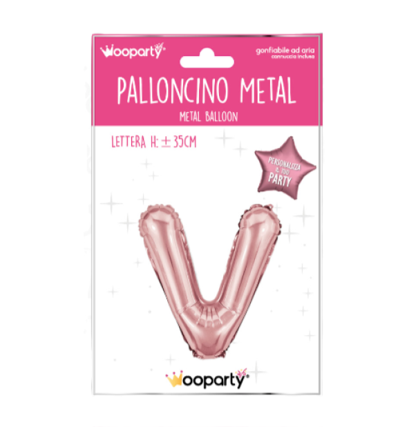 Palloncino lettera V Oro Rosa metal 35cm