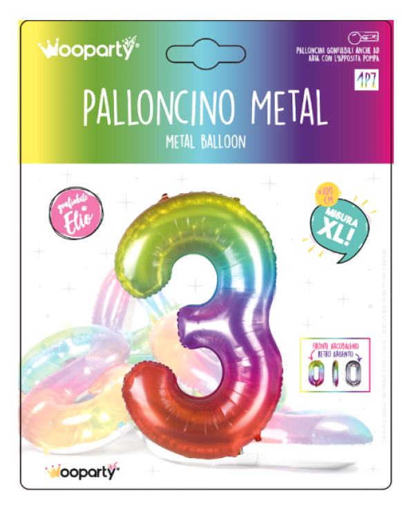 Palloncino n.3 metal multicolor 100cm