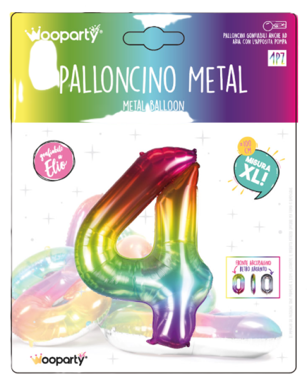 Palloncino n.4 metal multicolor 100cm