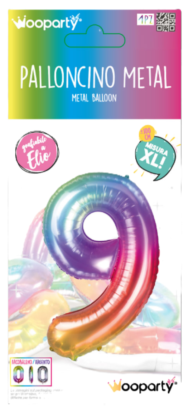 Palloncino n.9 metal multicolor 100cm