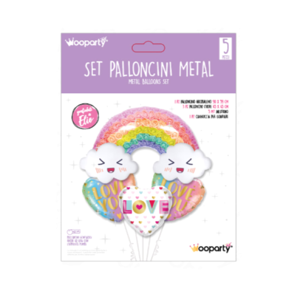 Set 4 palloncini metal arcobaleno