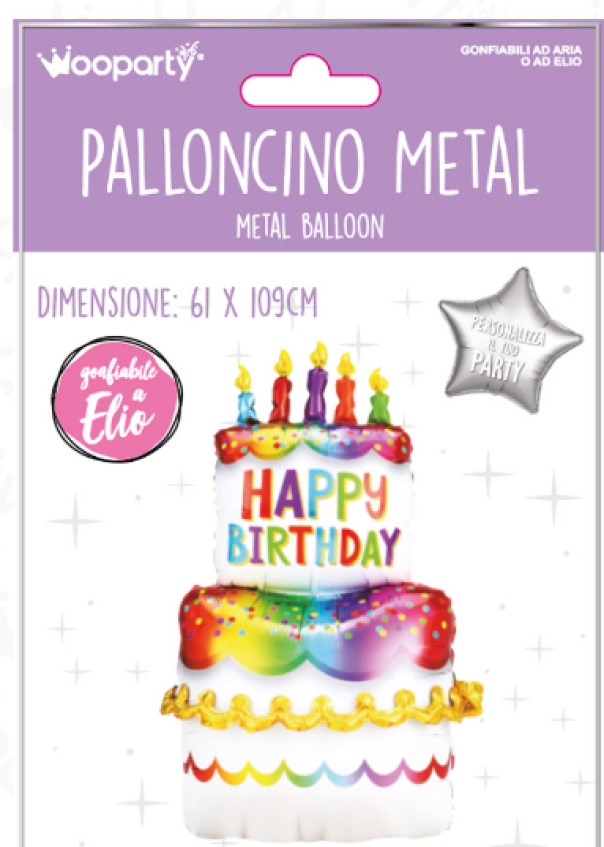 Palloncini metal Happy Birthday 61x109cm