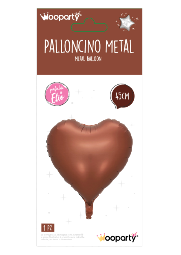 Palloncino marrone metal Cuore 45 cm