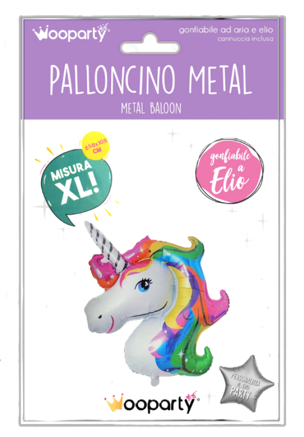 Palloncino metal Unicorno 58x105cm