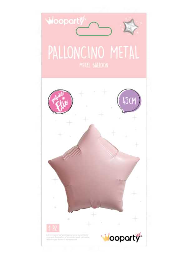 Palloncino rosa metal Stella 45 cm