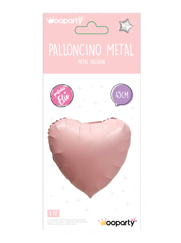 Palloncino rosa antico metal Cuore 45 cm