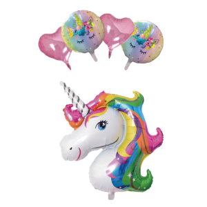 Set palloncini metal unicorno 5 pz