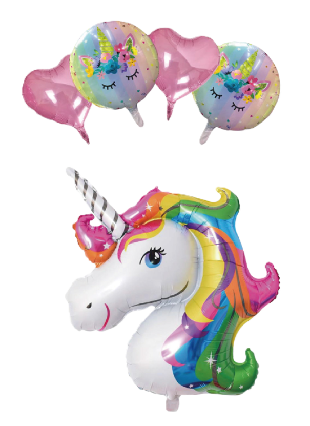 Set palloncini metal Unicorno 5 pz