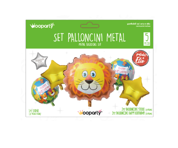 Set palloncini metal Happy Birthday 5 pz