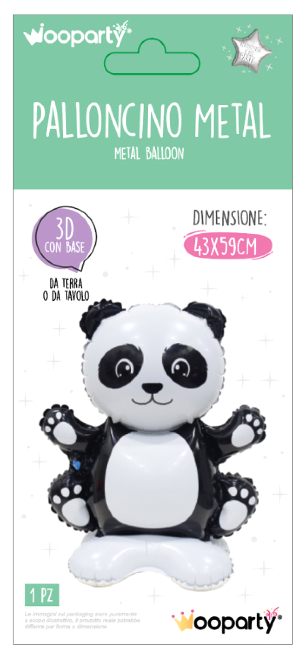 Palloncino metal panda 3D 43x59cm