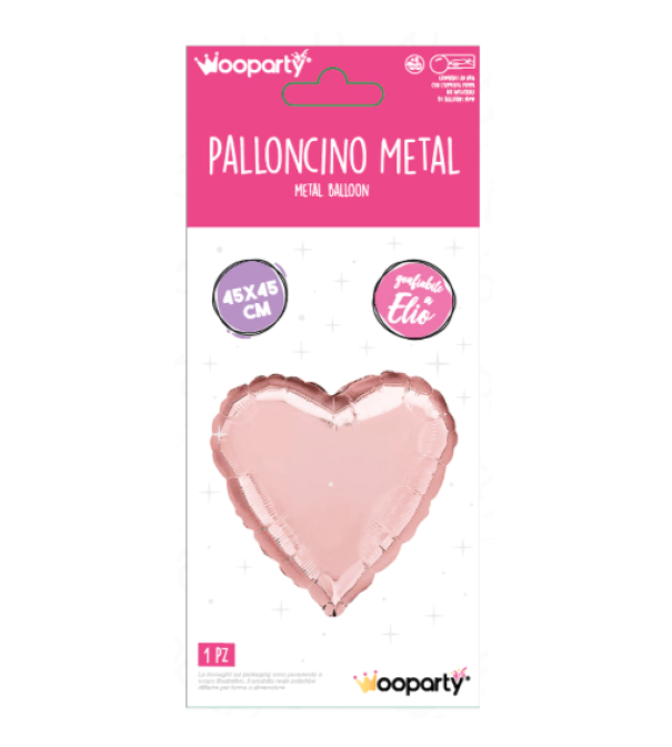 Palloncino rosa metal Cuore 45 cm