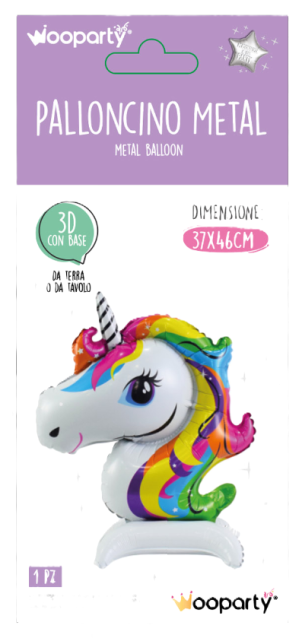 Palloncino metal Unicorno 3D 37x46cm