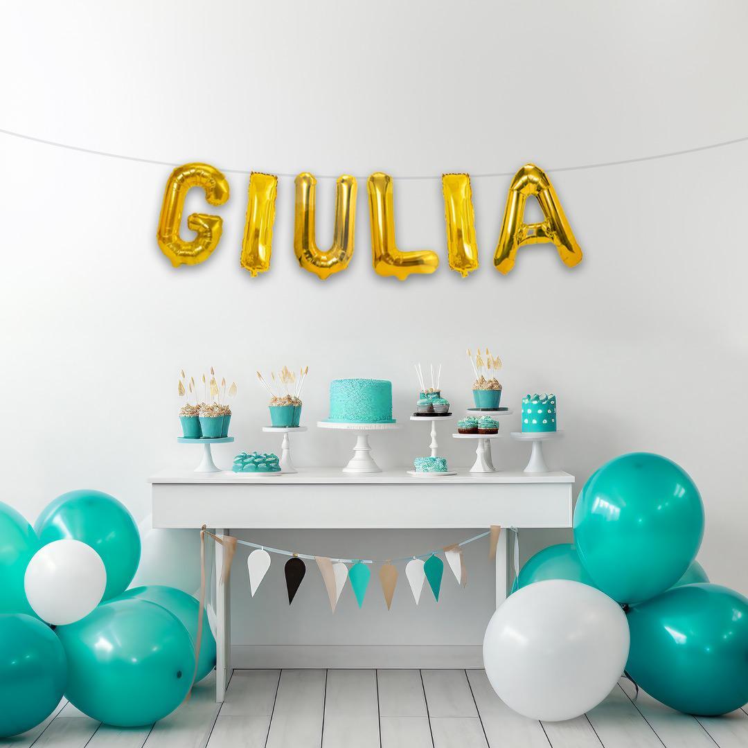 Palloncini lettere con nome Giulia 35cm allestimento