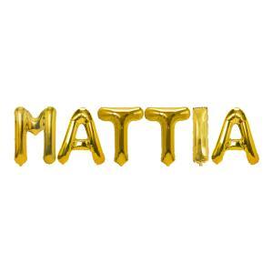 Palloncini nome mattia, kit scritto con lettere oro altezza 35cm