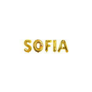 Palloncini nome sofia, kit scritto con lettere oro altezza 35cm