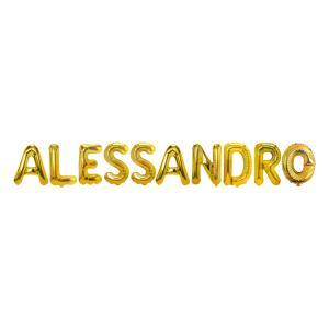 Palloncini nome alessandro, kit scritto con lettere oro altezza 35cm