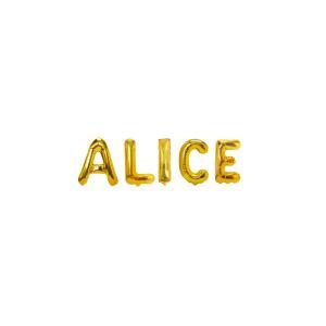 Palloncini nome alice, kit scritto con lettere oro altezza 35cm