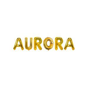 Palloncini nome aurora, kit scritto con lettere oro altezza 35cm