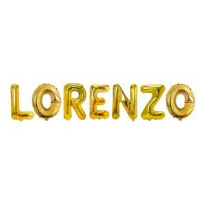 Palloncini nome lorenzo, kit scritto con lettere oro altezza 35cm