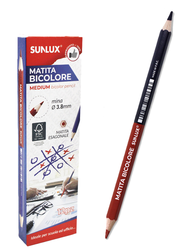 Matita Bicolore medium blu-rosso da 12