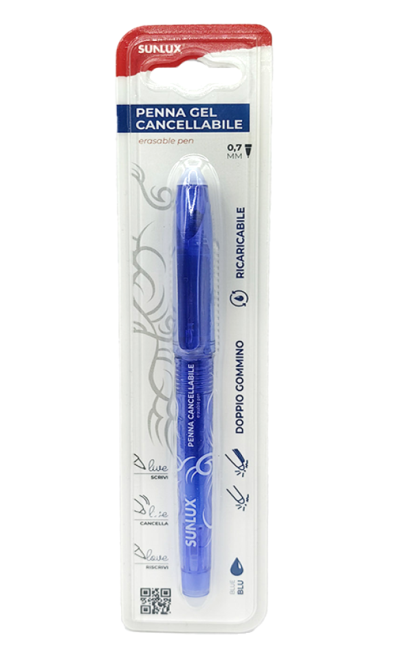 Penna gel cancellabile blu Sunlux