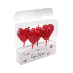 Candeline cuore rosso 7,5cm 5pz