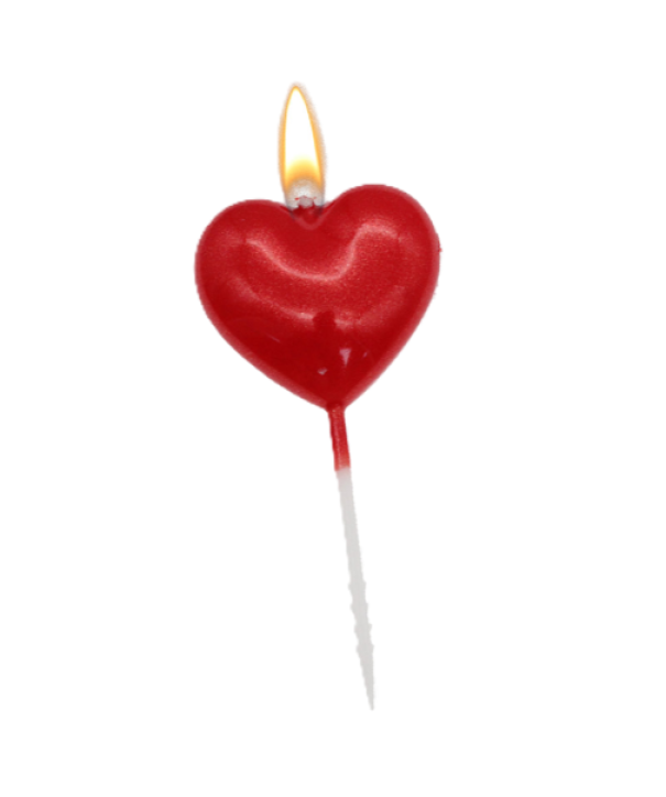 Candeline cuore rosso 7,5cm 5pz