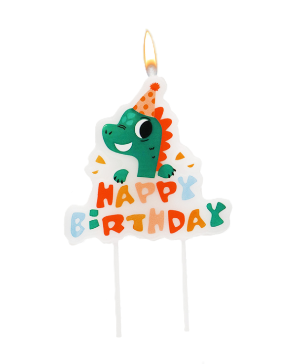 Candelina dinosauro party H. Birthday 12cm