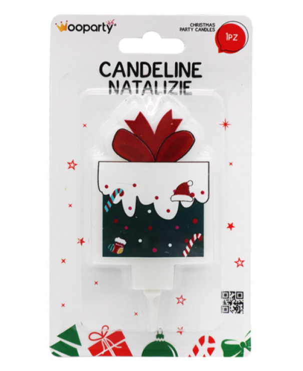 Candelina natalizia Pacco regalo Natale 11cm