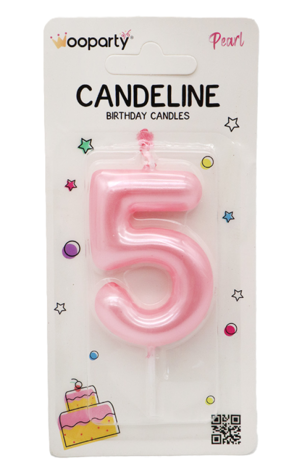 Candeline Wooparty rosa pearl n.5 8,5cm