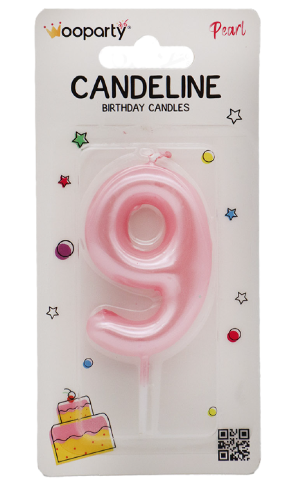 Candeline Wooparty rosa pearl n.9 8,5cm