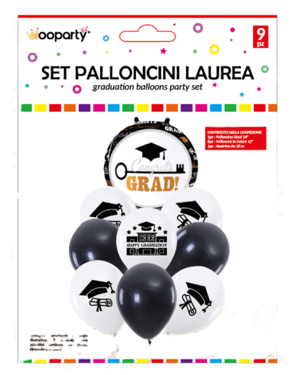 Palloncini Wooparty Laurea 9pz