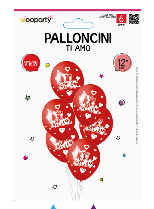 Palloncini Wooparty Ti amo 6pz 12''