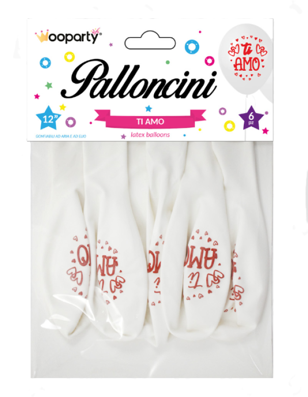 Palloncini Wooparty Ti amo 6pz 12''