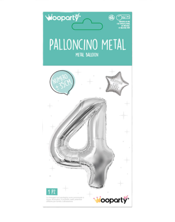 Palloncino N.4 argento metal 35cm