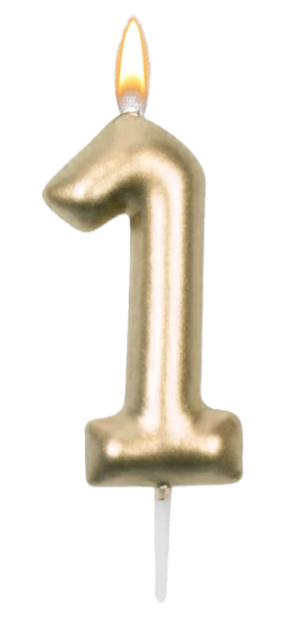 Candelina n.1 oro metal 9cm